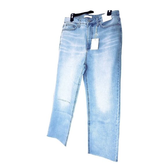 LC Lauren Conrad Womens High Rise Distressed Light Wash Cropped Jeans Sz 18 New - Picture 4 of 10